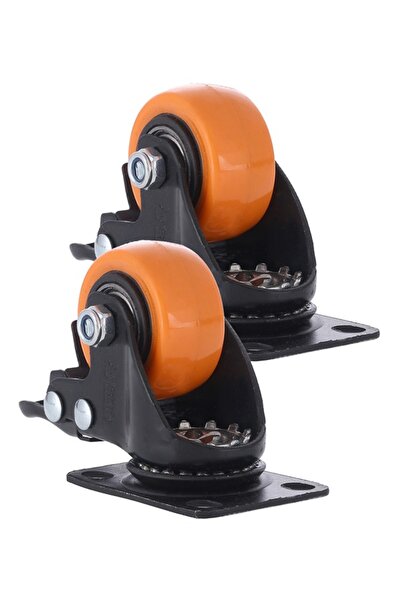 Lawazim BMB 2-Piece 50mm PP Swivel Caster Wheels with Brake for Furniture wit...