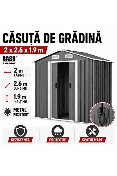 Bass Polska Magazie de grădină, Bass Polska, gri, 2 x 2.6 x 1.9 m, BH 28564