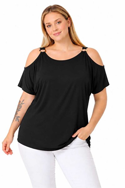 Esina Ženska bluza od viskoze sa detaljima otvorenog prstena na ramenu