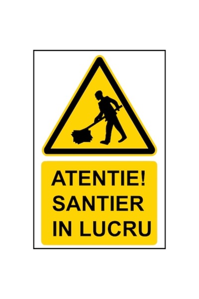 WOMA Semn de avertizare "Atenție!" Loc de construcții - Imprimare UV pe carto...