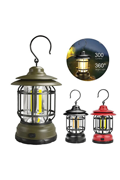 YESMAX Portable Retro Lantern Lamp with Hook for Tent Vintage Camping Light O...