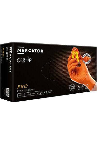 Mercator Disposable orange nitrile gloves for mechanics GOGRIP XL