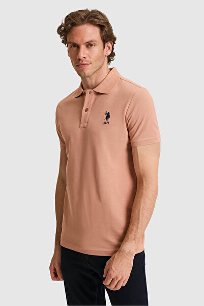 U.S. Polo Assn. Tricou pentru bărbați, slim fit, cu guler polo, pudră, model ...