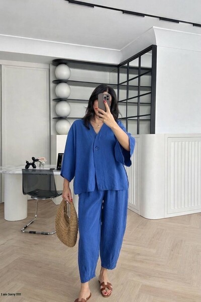 get crazy collection Kadın Oversize Kimono Ceketli Takım
