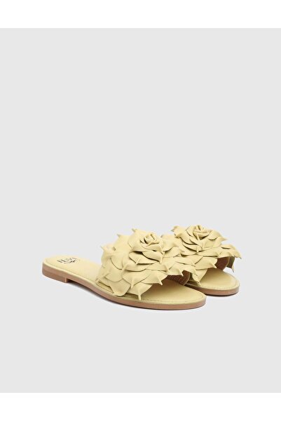 İLVİ Melisende Genuine Leather Women's Yellow Slippers