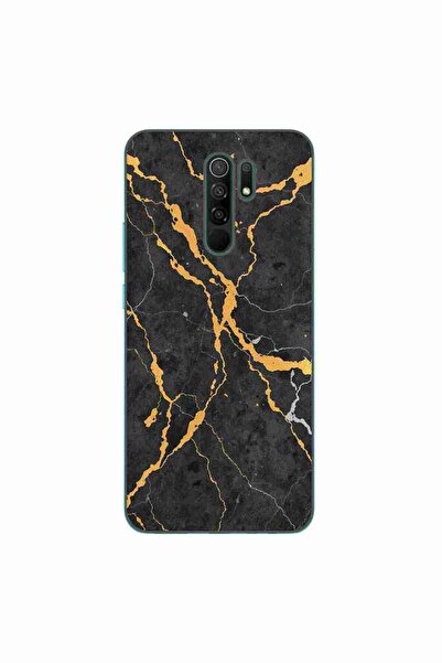 OEM Case compatible with Xiaomi Redmi 9 Silicone Gel Tpu Model Noir Gold Marble