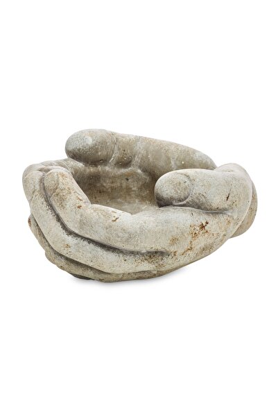 DecoDepot Hand-shaped stone pot, gray, 11 x 17 x 19 cm