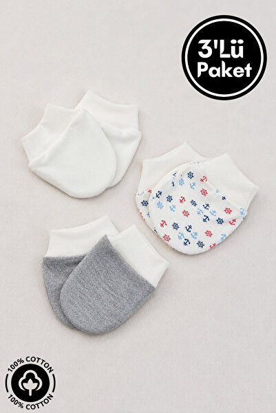 Miniel Unisex Bebek Yenidoğan Penye Organik Pamuklu Renkli Desenli Bebek Eldi...