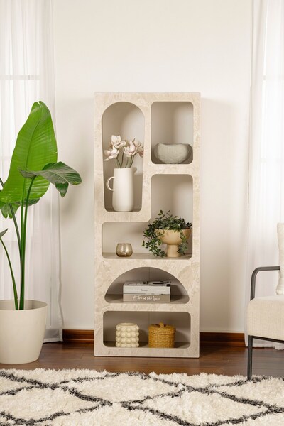Rani Mobilya Rani Home Kitaplık Kumtaşı Mermer Desen 60Cm HC-5339