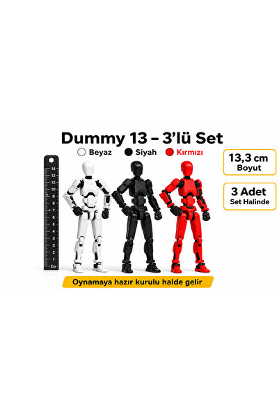 MD Design Dummy 13 – 3’lü Set (Beyaz / Siyah / Kırmızı) | 13 cm