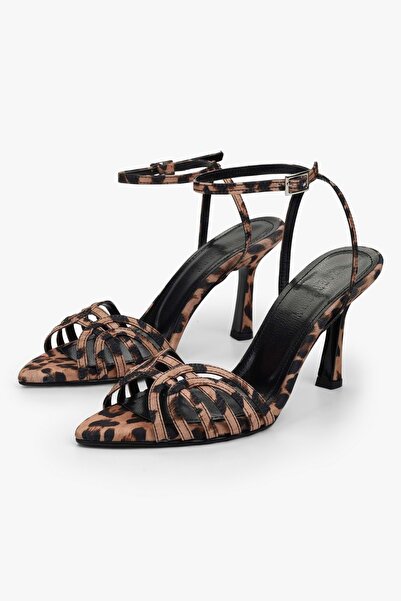 Shoeberry Ženske nano leopard satenske cipele na petu