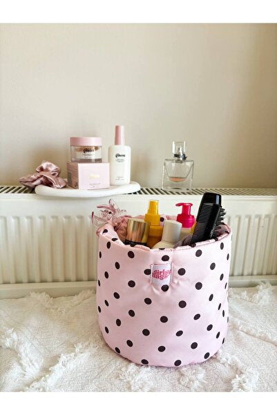 girlsybags Puantiyeli Pembe Sıvı Geçirmez Büyük Organizer Sepet Dolap İçi Düz...