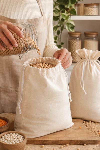 MultiTrendy 2 Pieces of Yogurt Straining Bag, Dry Legume Food Storage Bag, Hambez Cloth Pouch 30X40 cm