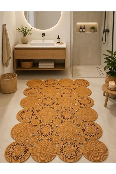 AK SÜRMELİ Jüt Kilim, Paspas, Mutfak Halısı, Banyo Paspası, Kilim, Halı, Otur...