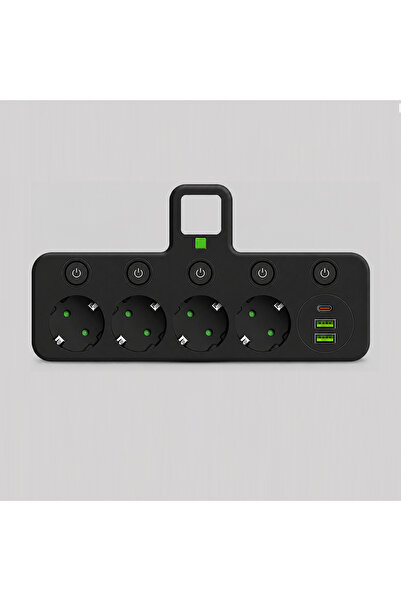zola Adaptor priza multipla, 4 prize cu intrerupatoare individuale, 2xUSB-A, ...