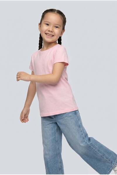 Brix Tricou pentru fete cu mânecă scurtă, 100% bumbac, culoare roz deschis 7701