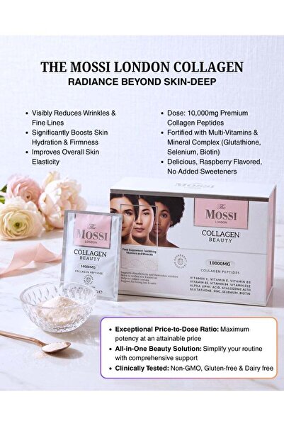 The Mossi London Collagen Beauty – 30 x 12g Sachets – 10,000mg Collagen Peptides