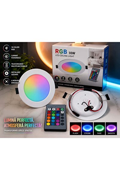 OEM Spot LED RGB 10W cu Telecomandă – 16 Culori, Efecte Luminoase, Montaj Înc...