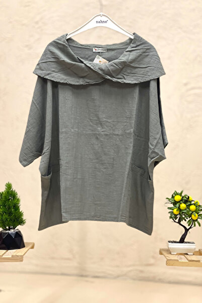 sahnemoda Degaje Cepli İthal Keten Bluz