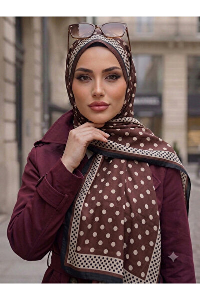 Nazellaa شال من البامبو المنقط - برتقالي وأزرق داكن