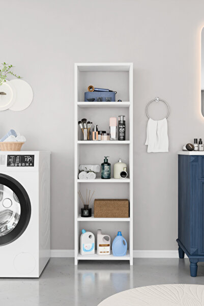 BNK Modüler Banyo Dolabı 5 Raflı Çok Amaçlı Banyo Organizer Raf Ünitesi Çamaş...