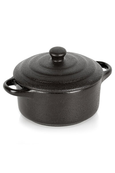 Orion Ramekin din porțelan negru pentru copt cu capac 150 ml