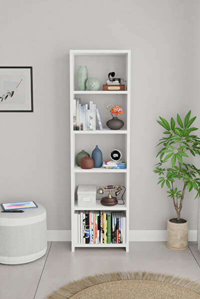 BNK Modüler 5 Raflı Kitaplık Dekoratif Çok Amaçlı Raf Ünitesi Salon Ofis Kitaplığı Modern Ahşap Kitaplık 40x22x150 cm