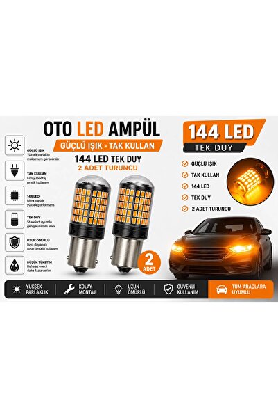 KUZEY AKSESUAR Oto Led Ampülü Güçlü Işık Tak Kullan 144 Led Tek Duy Güçlü Işı...