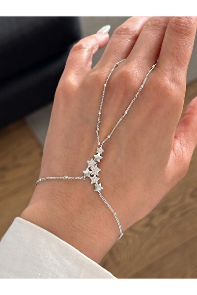 GKCBijoux سوار شاهميران فضي اللون بأشكال نجمية متعددة