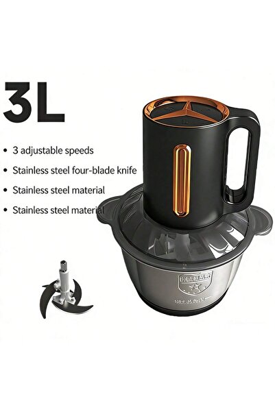 Snooe Meat Grinder, Food Chopper with 3L Stainless Steel Bowl Copper Motor fo...