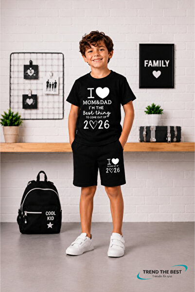 TREND THE BEST Trendin En İyisi Summer I Mom Dad 2026 Pantaloni scurți negri ...