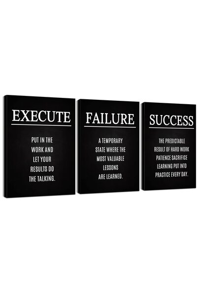 ALAYRA International Alayra 3-Panel Motivational Wall Art for Office & Home D...