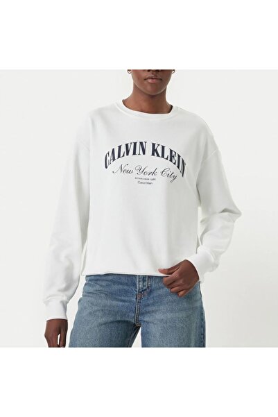 Calvin Klein Φούτερ με γραφικό λογότυπο και στρογγυλή λαιμόκοψη