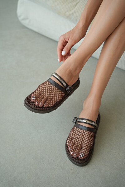 selin shoes Vellis Silver Accessory and Adjustable Buckle Detailed Mesh Women...