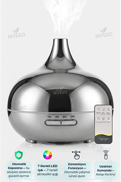 Nivego Nvg 550 ML Otomatik Hava Nemlendirici Buhar Makinesi Aroma Difüzörü Od...