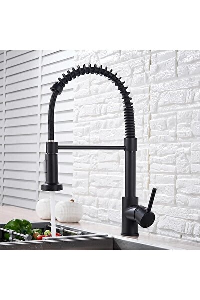 Filia Yapı Industrial Black Sink Kitchen Faucet with Hot-Cold Inlet and Warranty