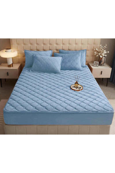 Dercasa Husă / Topper saltea cu elastic, albastru deschis, 160x200 cm Cod: TPC58