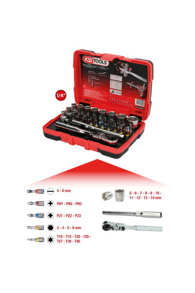 KS Tools TORSIONpower Bit de 33 de piese de 1/4"