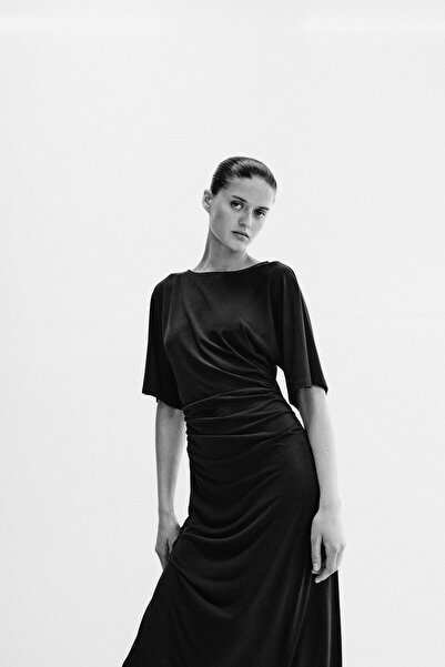 H&M Drapeli Tişört Elbise