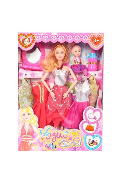 Goliat Set de joacă cu păpușă și puiul ei, cu accesorii, roșu