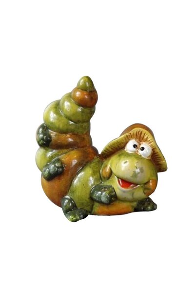 Goliat Figurină ceramică verde a unei omizi cu pălărie
