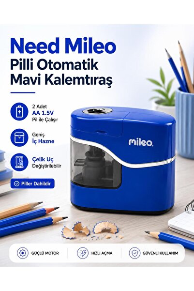 Need Mileo Pilli Otomatik Mavi Kalemtraş