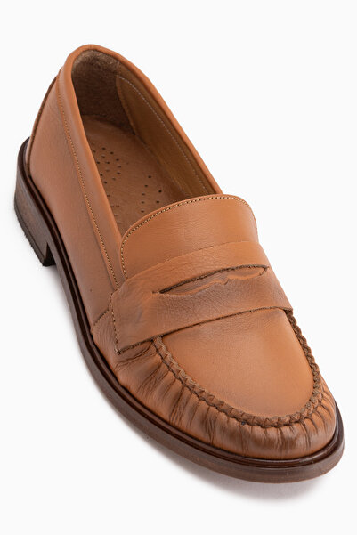 Limoya Γυναικεία παπούτσια Fosia από γνήσιο δέρμα Tan Penny Loafer