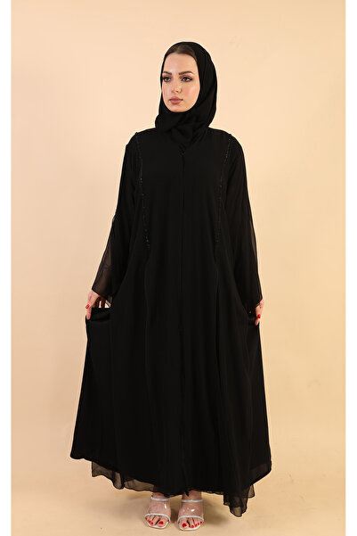 Stylish Fashion عباية من ستايلش فاشن باللون الأسود مزينة بشك
