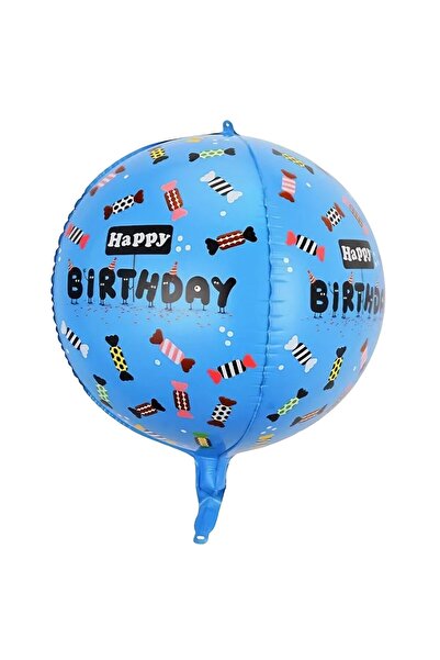 Flippy Balon din Folie Metalizată 4D, Model Happy Birthday cu Bombonele, Alba...
