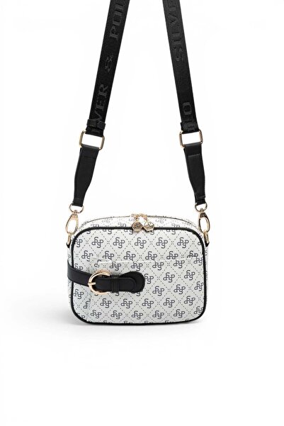 Silver Polo White - Black Monogram Women's Crossbody Bag Sp1256
