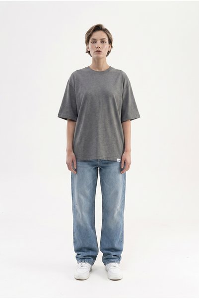 Machinist Women's Basic Oversize Cotton Single Jersey T-Shirt Anthracite
