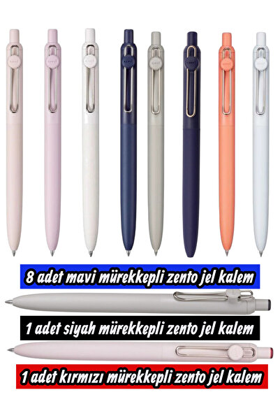SEYFİKİRTASİYE uniball zento 10'lu set jel tükenmez kalem 8 mavi mürekkep 1 s...