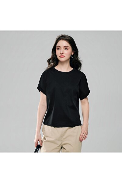 Giordano تي شيرت نسائي بتصميم بوي فريند إنترلوك ليكويد