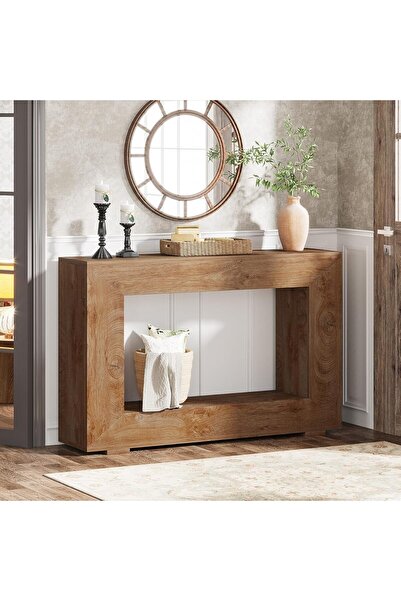 HoMeY furniture Tribesigns Console Table, Engineered Wood with Storage, Light...